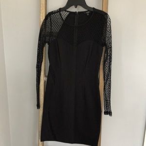 Guess Black Dress, Long Lace Sleeves with Lace Inserts